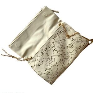 Bag Laser cut lace faux leather cream magnetic